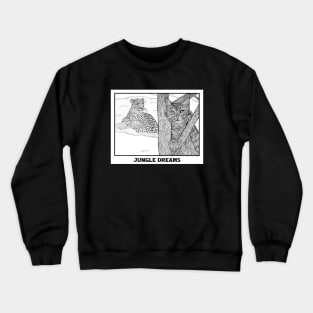 Jungle Dreams of a Household Cat – whimsical cat drawing Crewneck Sweatshirt